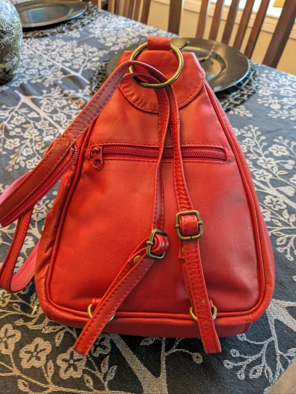 Red Leather Mini Backpack - Picture 3 of 3